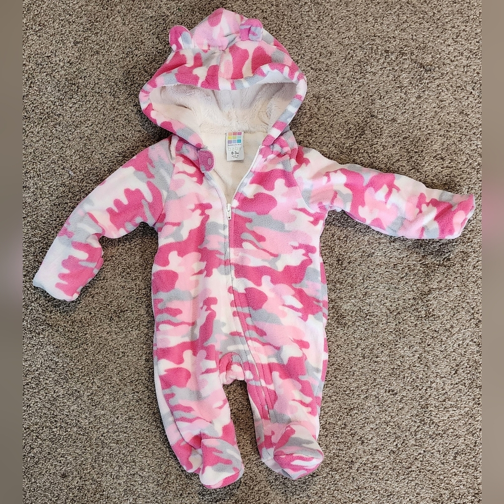 Pink and White Footies Cozy One Piece